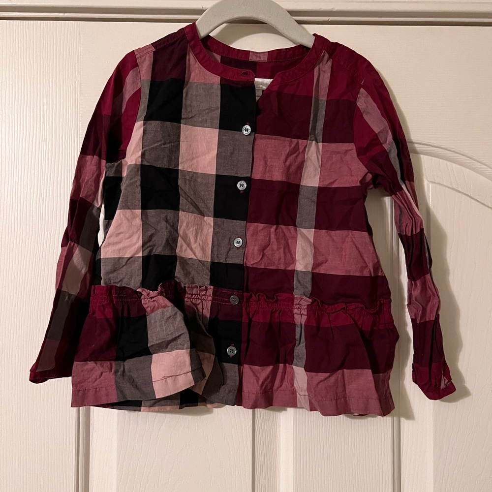Sale! Gorgeous burgundy Burberry check blouse